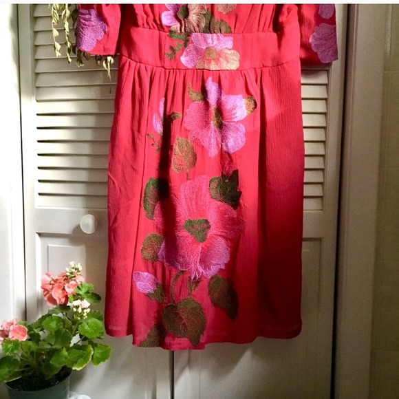 {Etcetera} Embroidered Floral Fuchsia Midi Dress - Picture 4 of 8